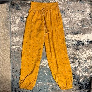 Mustard Yellow Printed Pants